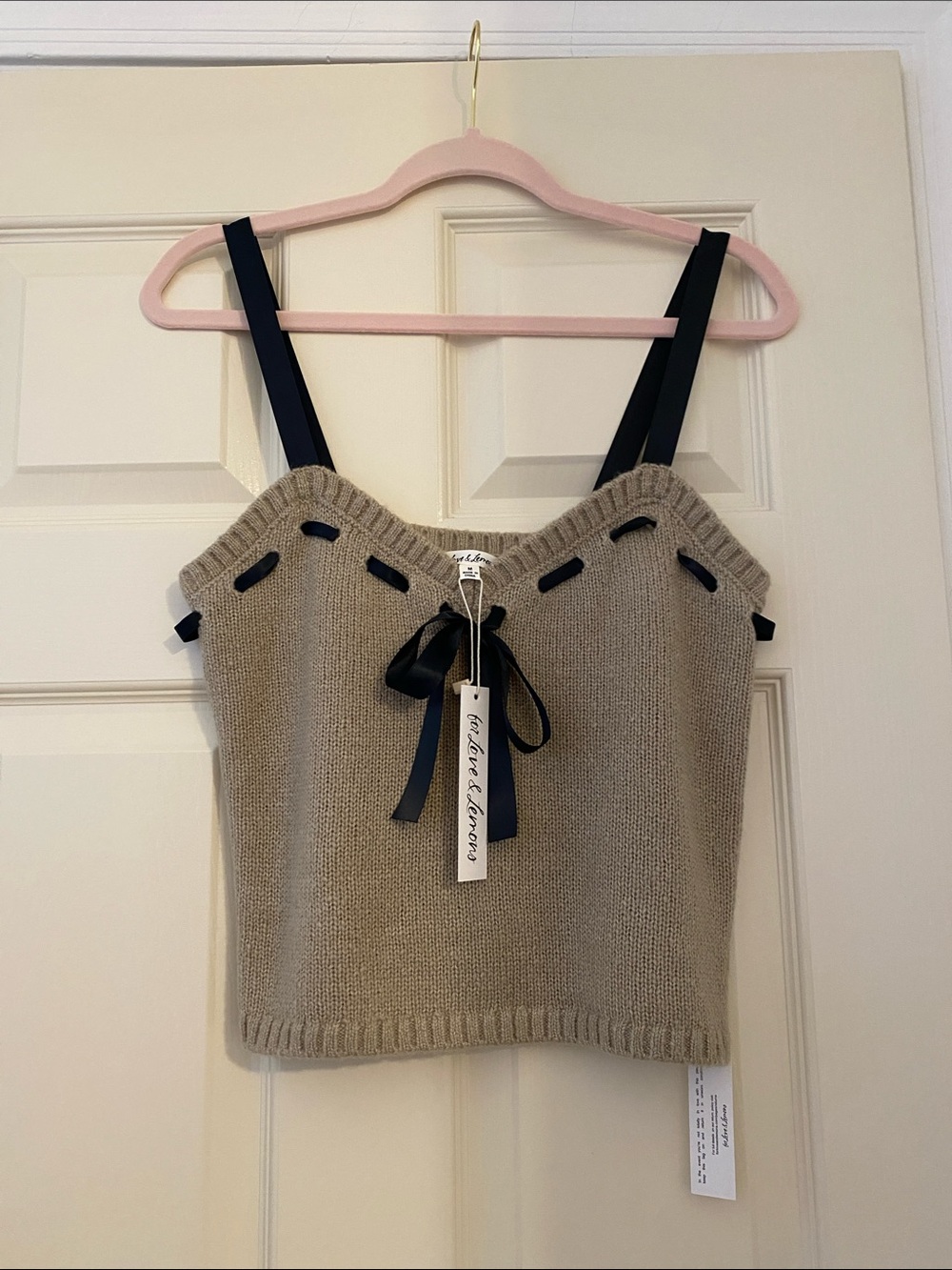 NWT For Love And Lemons Solano’s Knit Tank Top in Tan